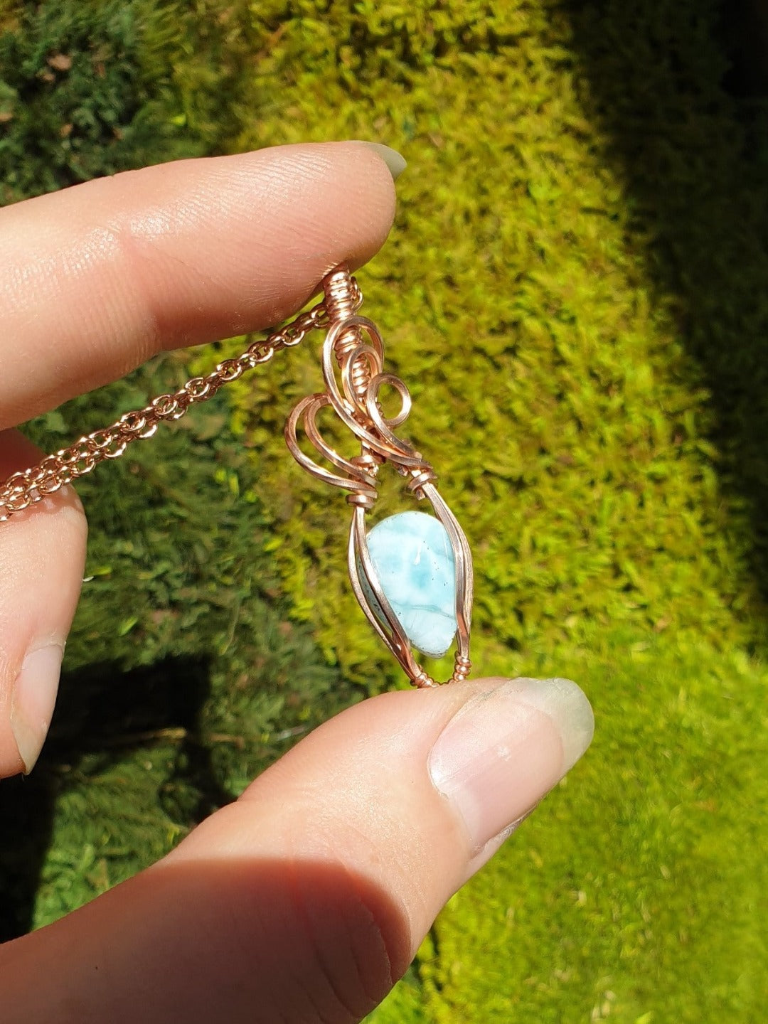 Larimar and Rose Gold Necklace
