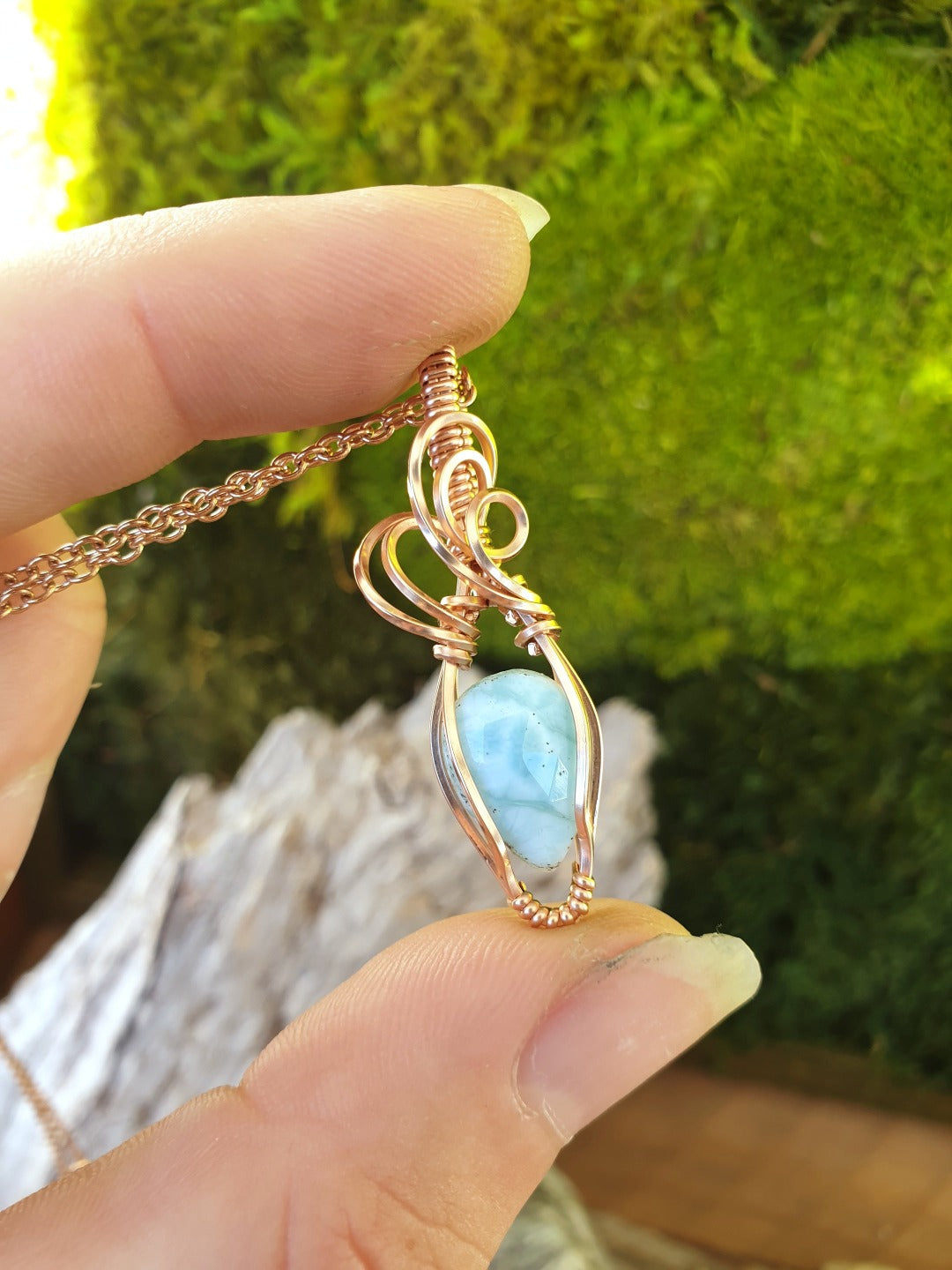 Larimar and Rose Gold Necklace
