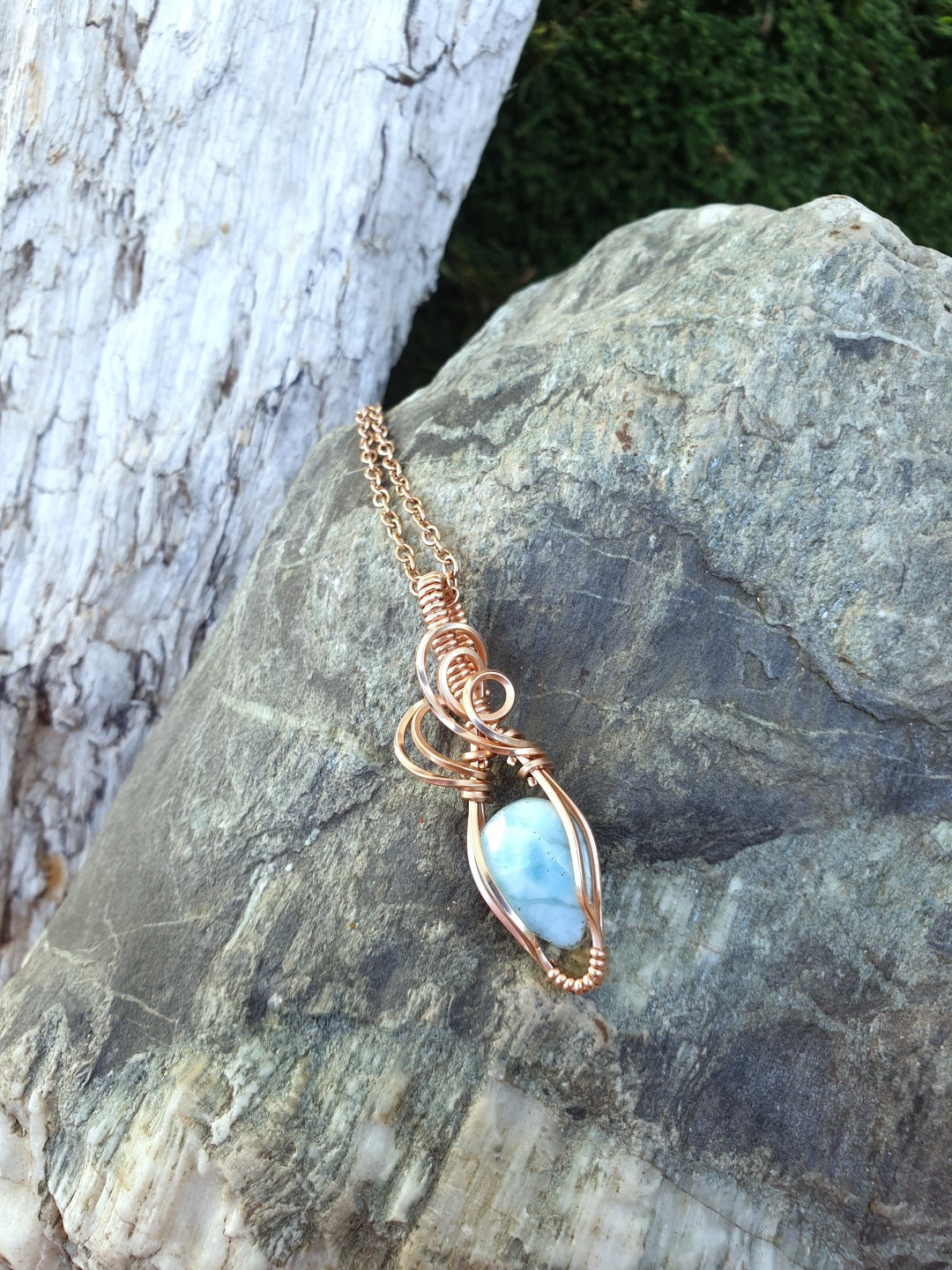 Larimar and Rose Gold Necklace
