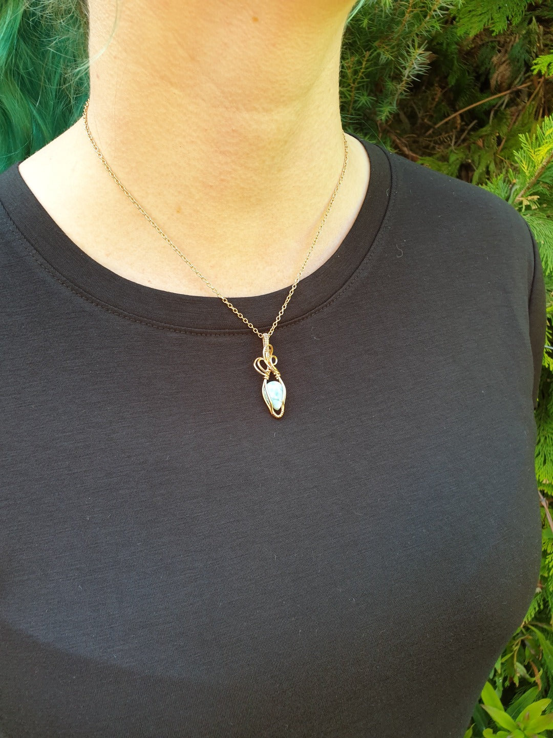 Larimar and Rose Gold Necklace