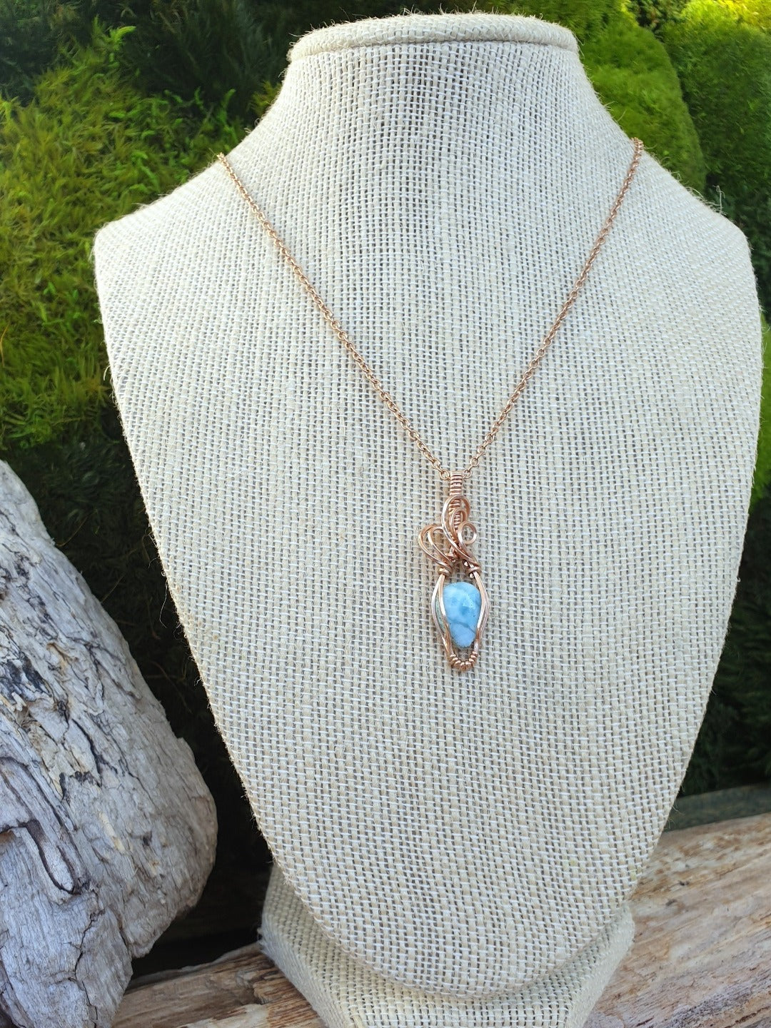 Larimar and Rose Gold Necklace