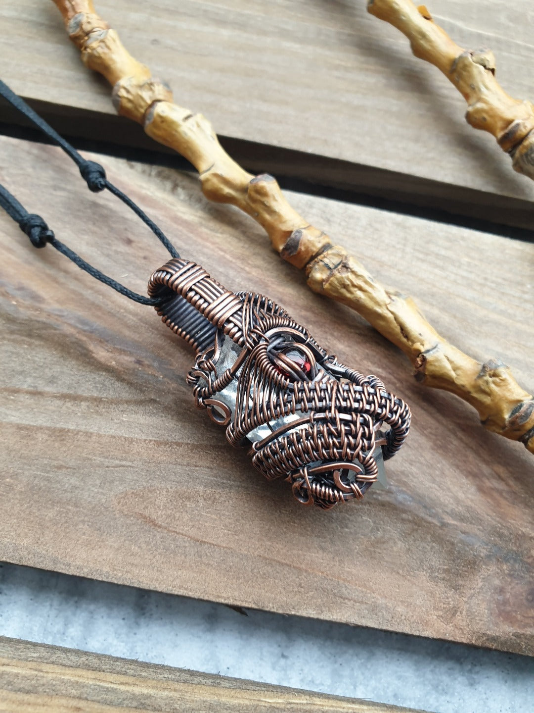Clear Quartz, Garnet and Copper Necklace