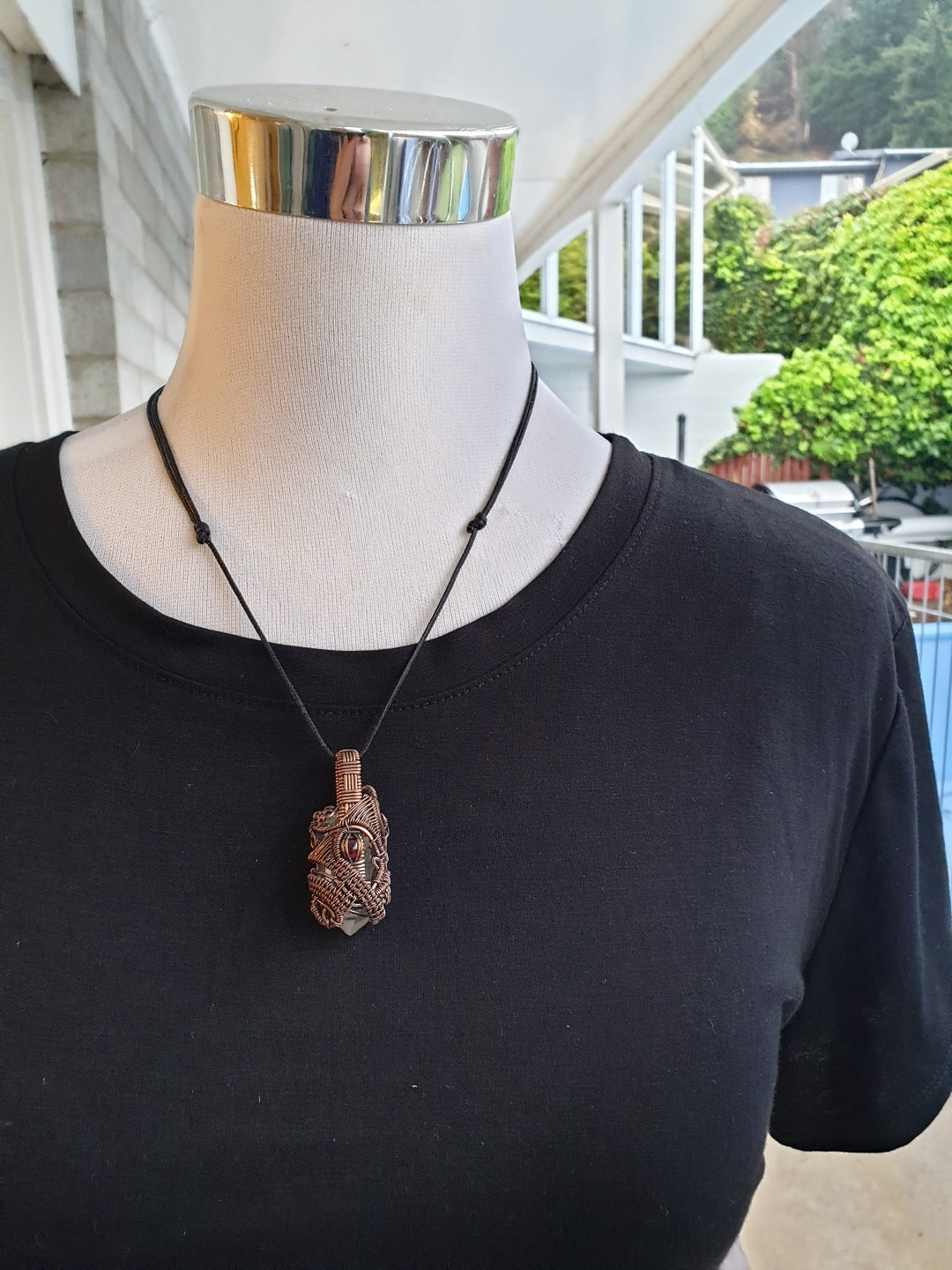 Clear Quartz, Garnet and Copper Necklace
