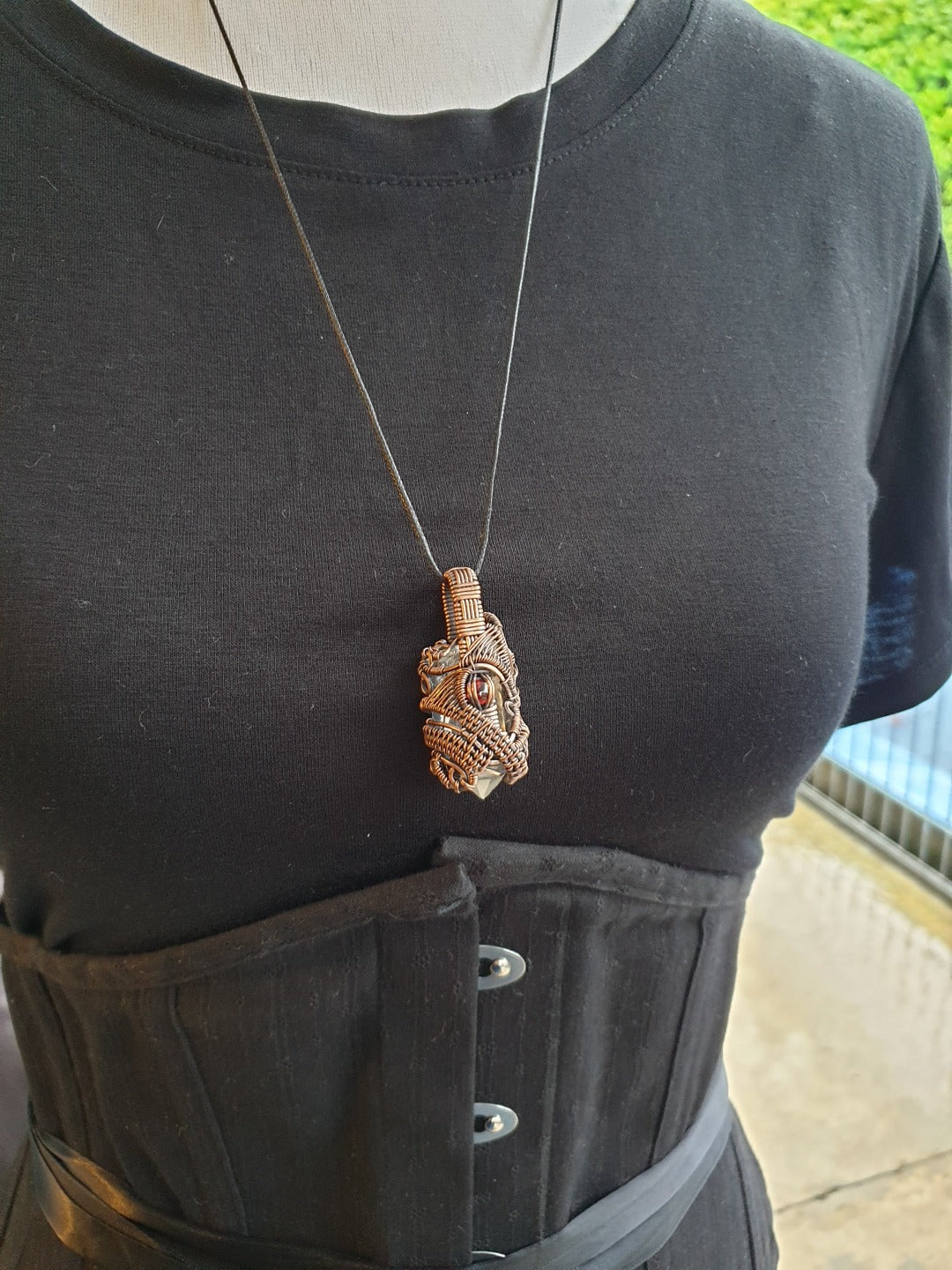 Clear Quartz, Garnet and Copper Necklace