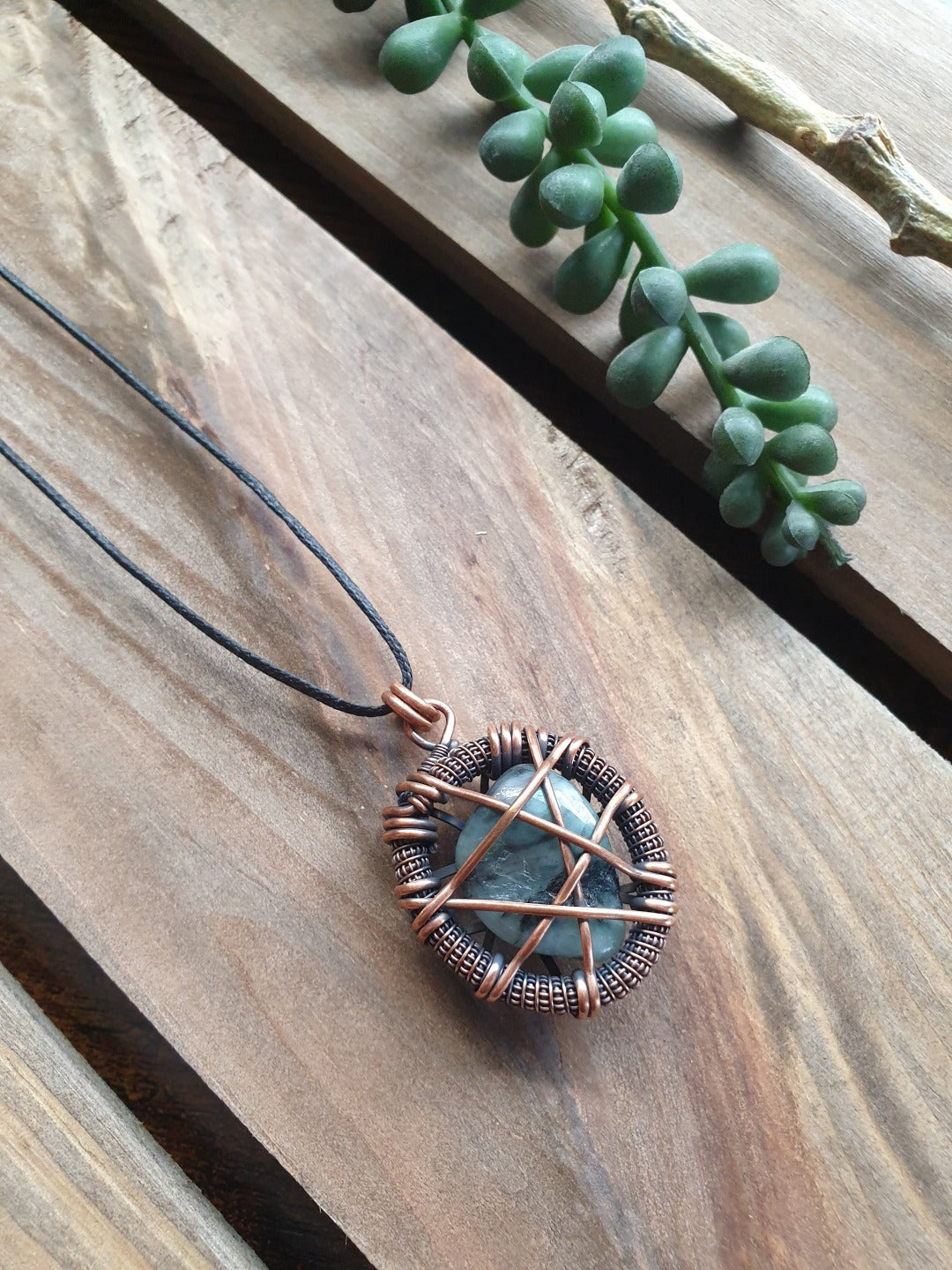 Emerald and Copper 'Amulet' Necklace