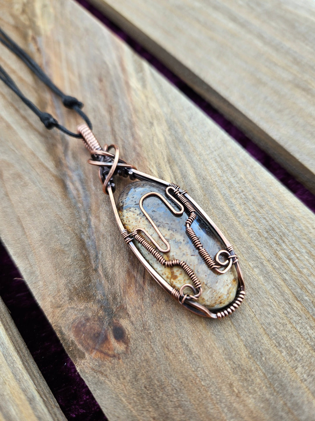Palm Root and Copper Cactus Necklace