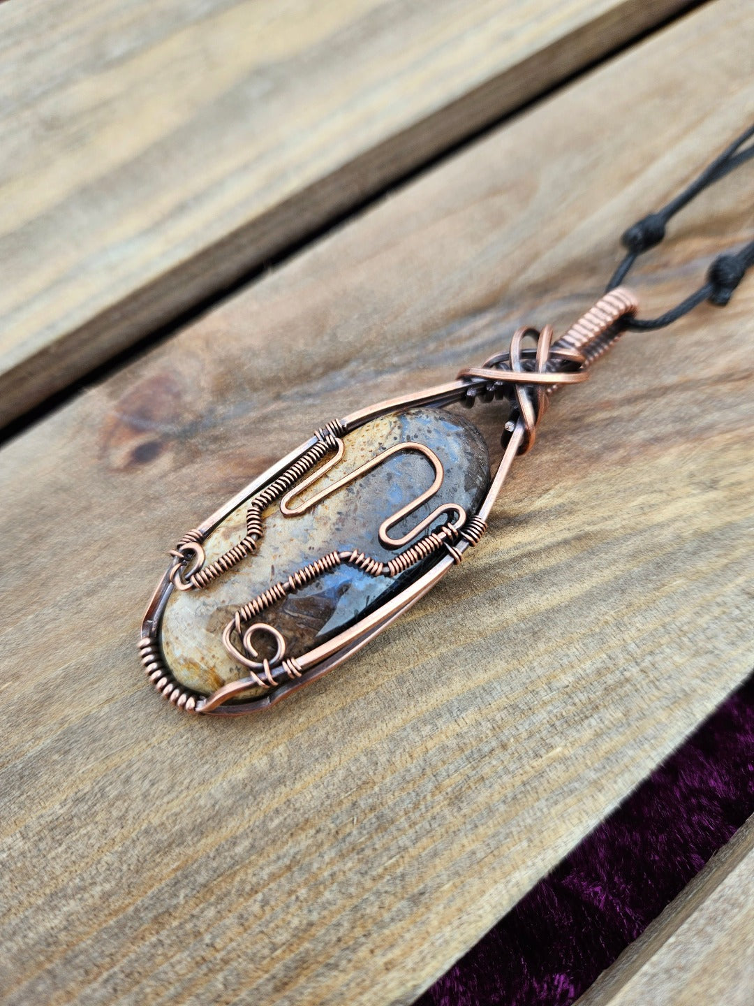 Palm Root and Copper Cactus Necklace