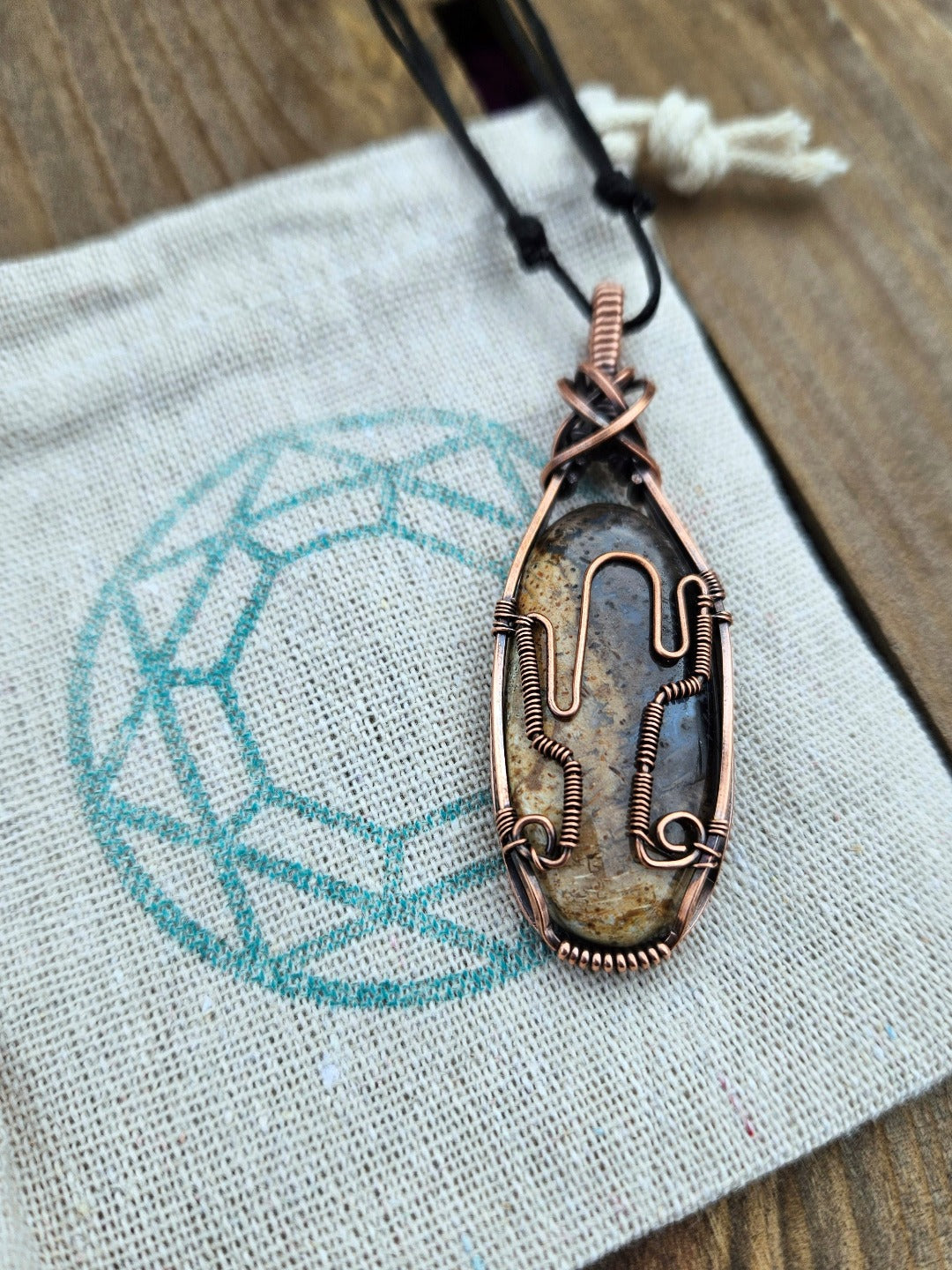 Palm Root and Copper Cactus Necklace