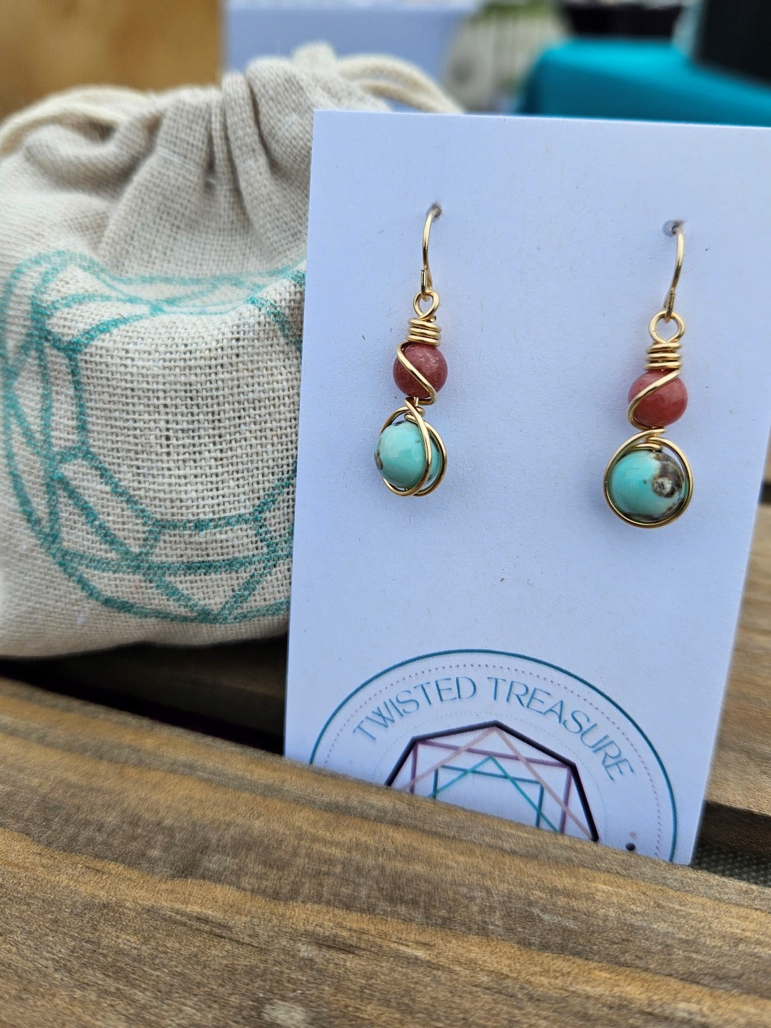 Thulite & Agate 14k Gold Fill Earrings