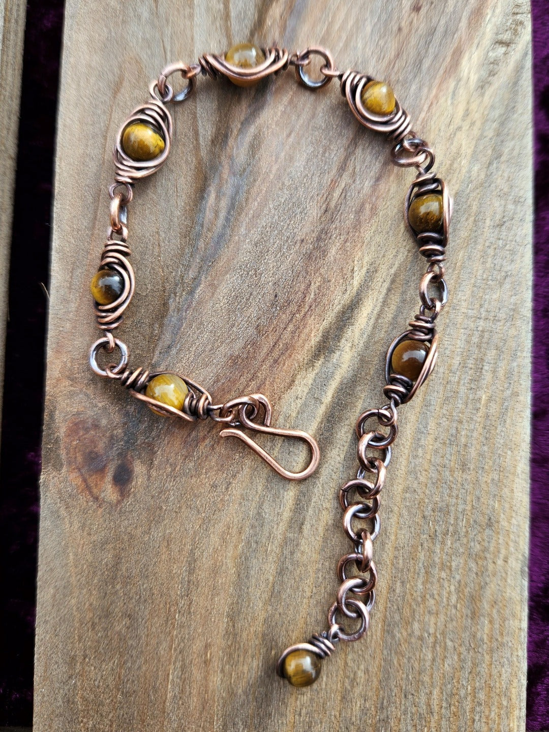 Tiger's Eye and Copper Bracelet - 14-19.5cm Wrists
