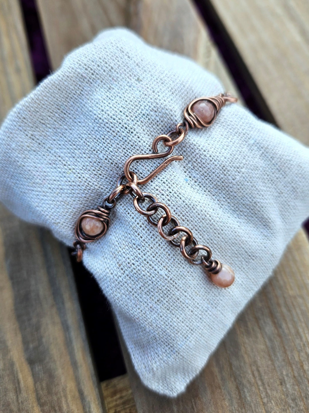 Sunstone and Copper Bracelet - 14-19.5cm Wrists