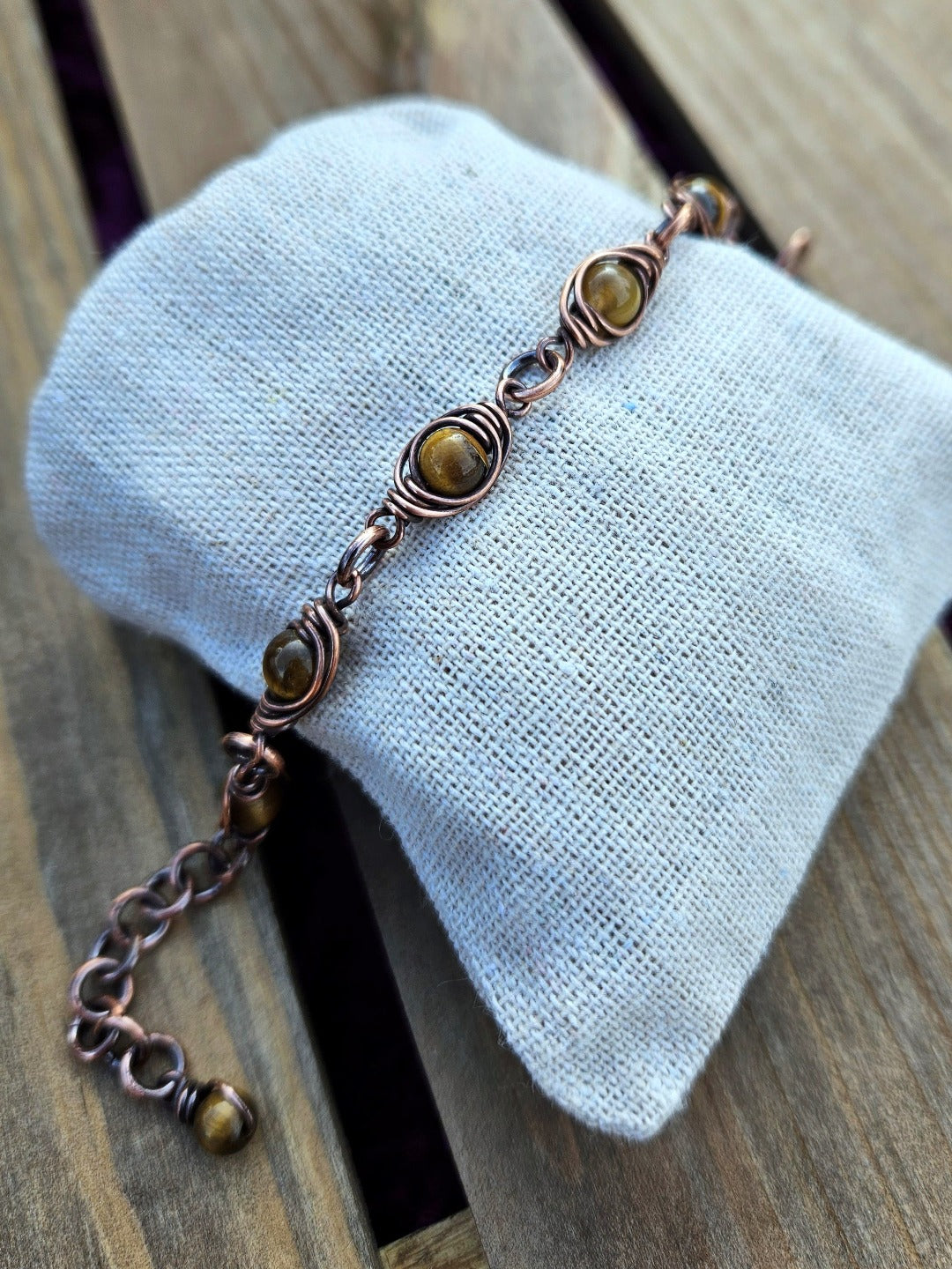 Tiger's Eye and Copper Bracelet - 14-19.5cm Wrists