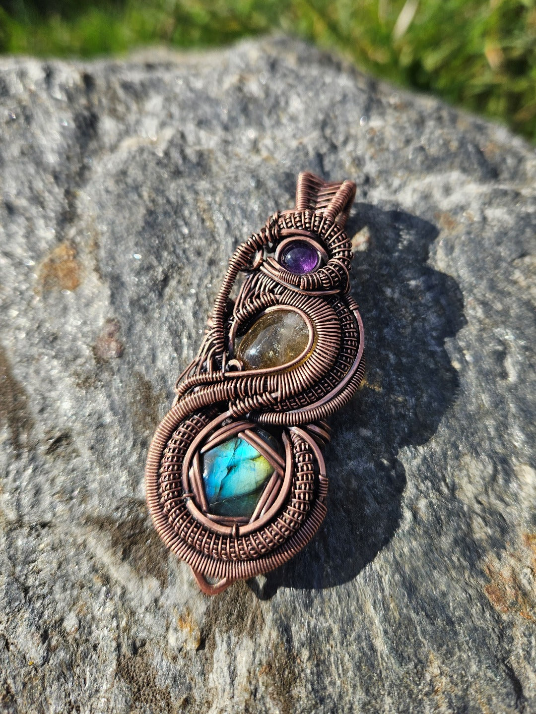 'Serpent' - Amethyst, Labradorite, Citrine & Copper Necklace