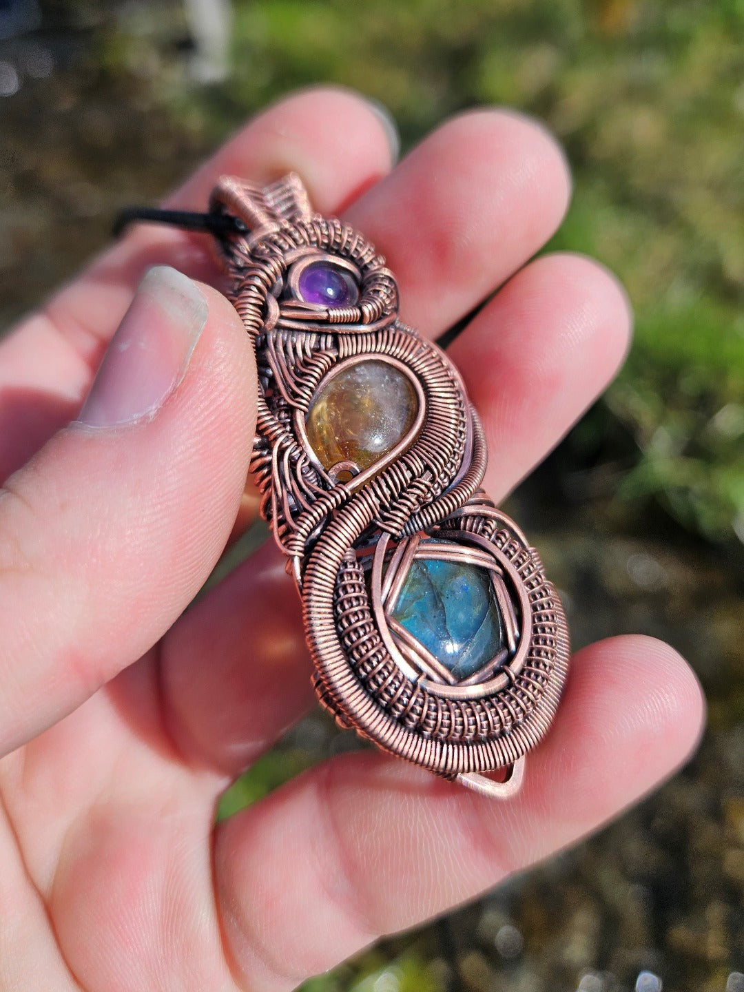 'Serpent' - Amethyst, Labradorite, Citrine & Copper Necklace