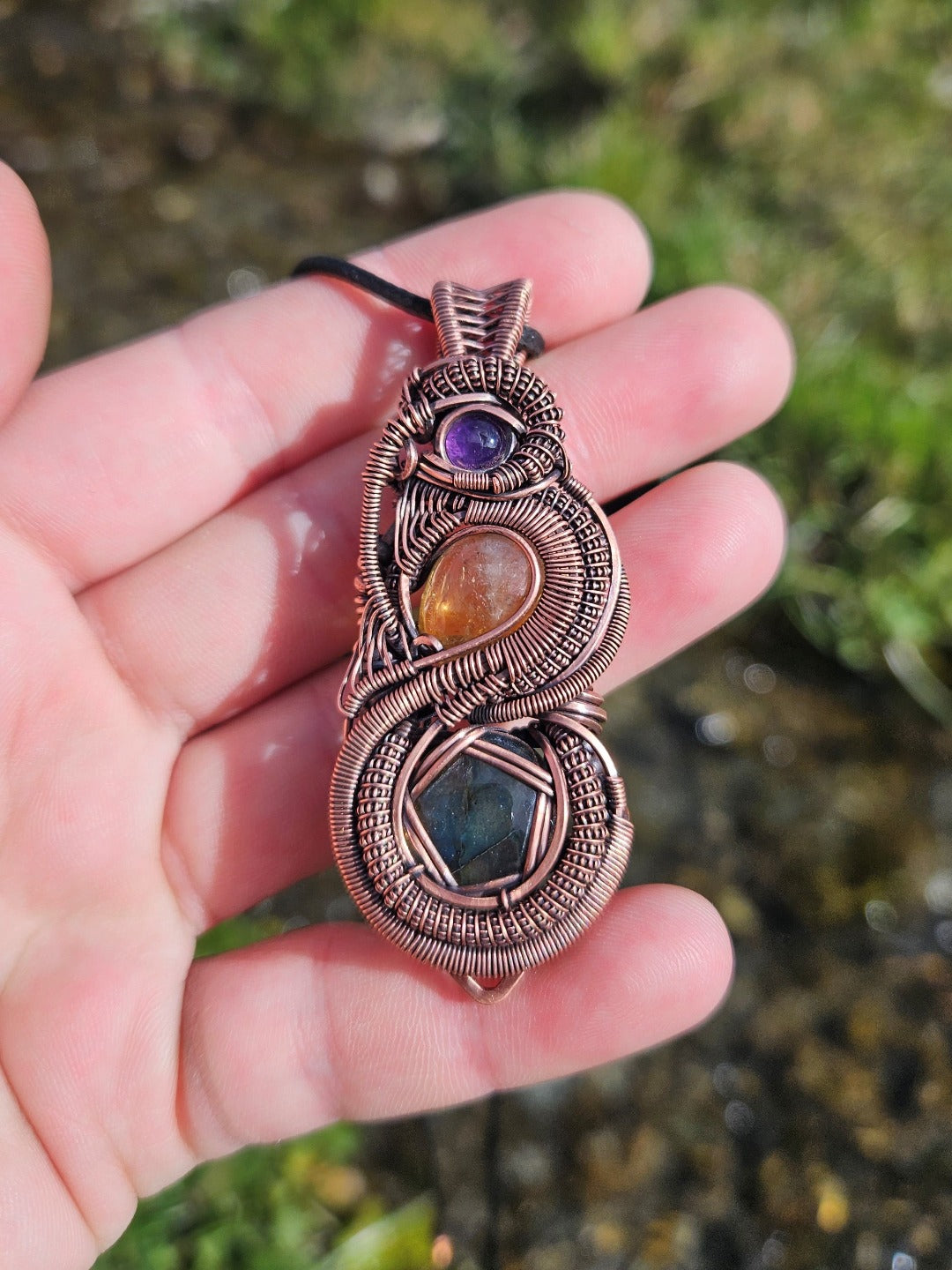 'Serpent' - Amethyst, Labradorite, Citrine & Copper Necklace