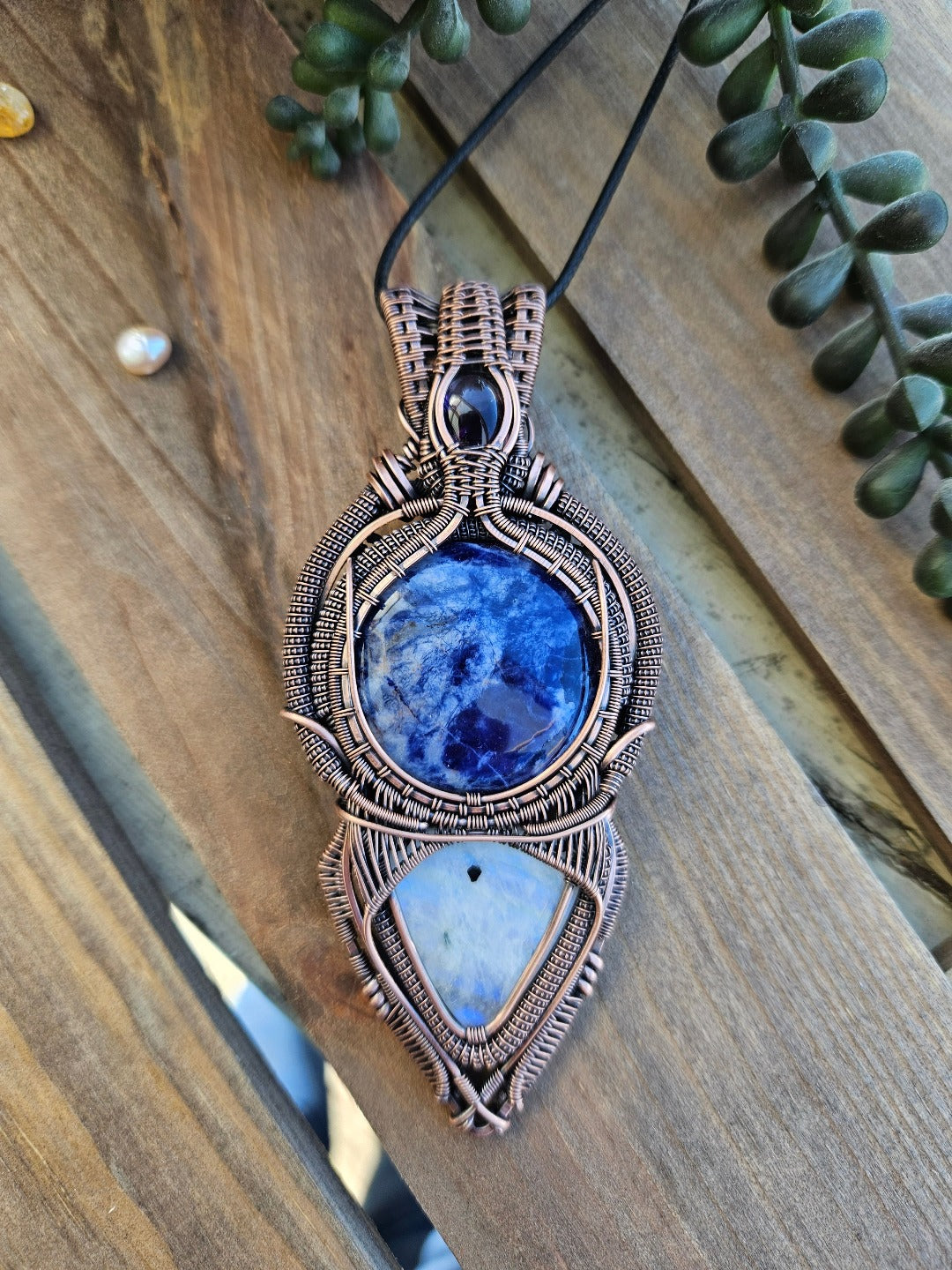 'Nimue' - Amethyst, Sodalite, Moonstone & Copper Necklace