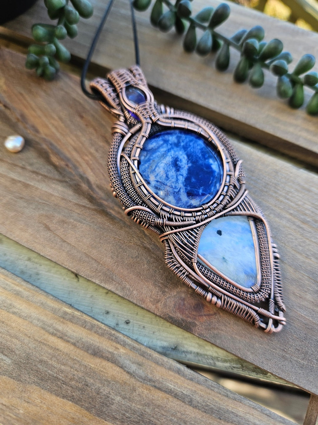 'Nimue' - Amethyst, Sodalite, Moonstone & Copper Necklace