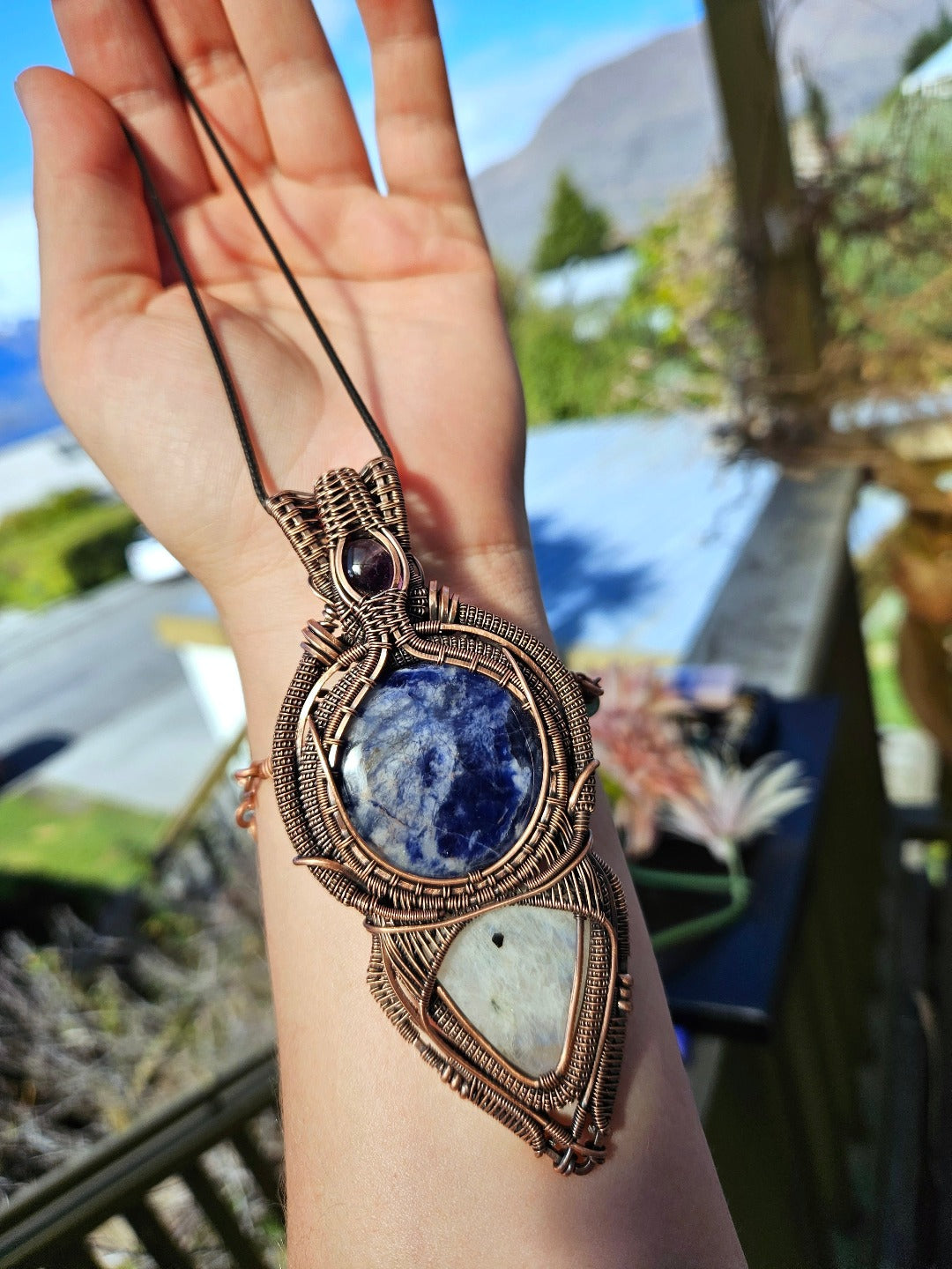 'Nimue' - Amethyst, Sodalite, Moonstone & Copper Necklace