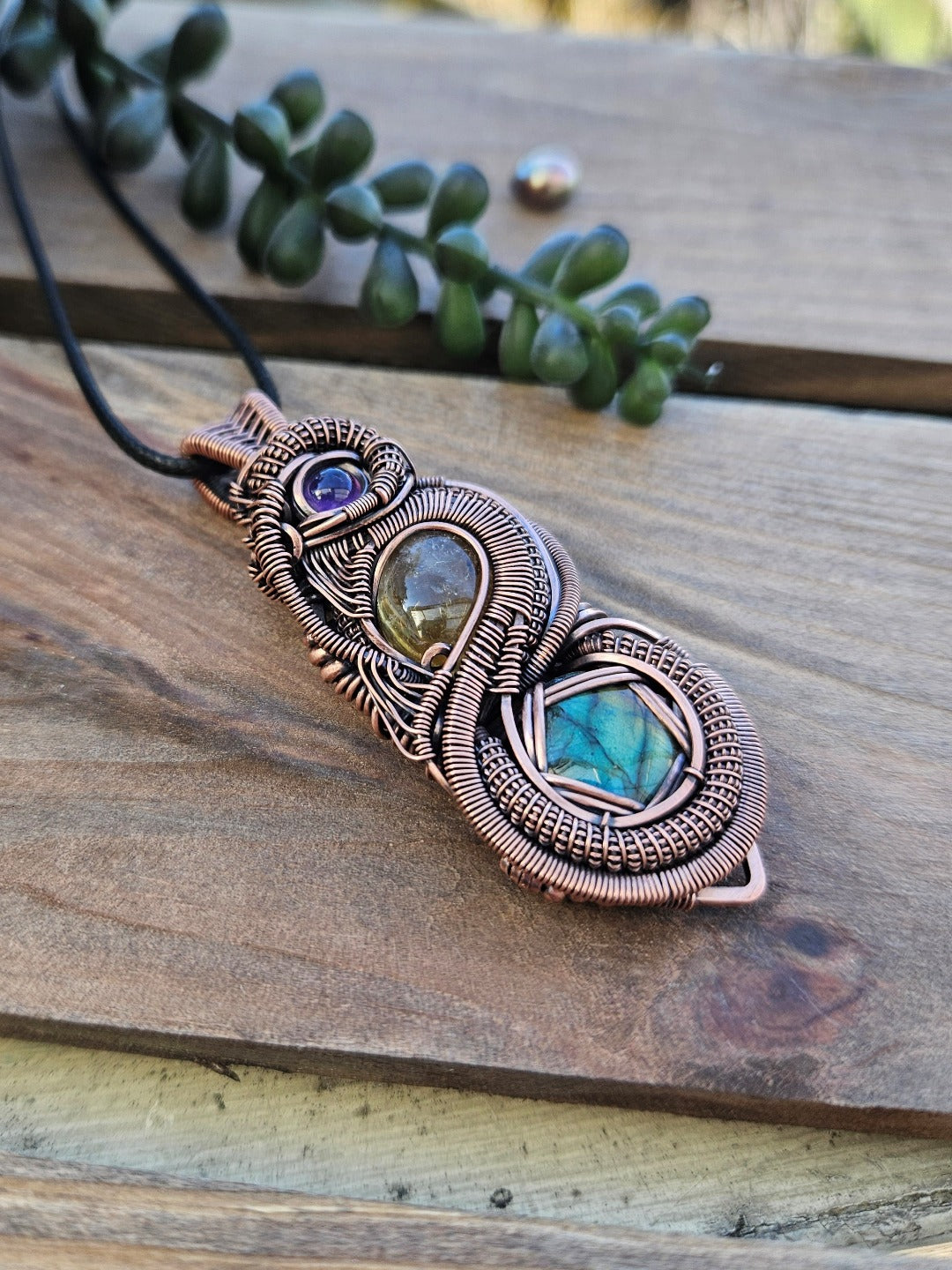 'Serpent' - Amethyst, Labradorite, Citrine & Copper Necklace