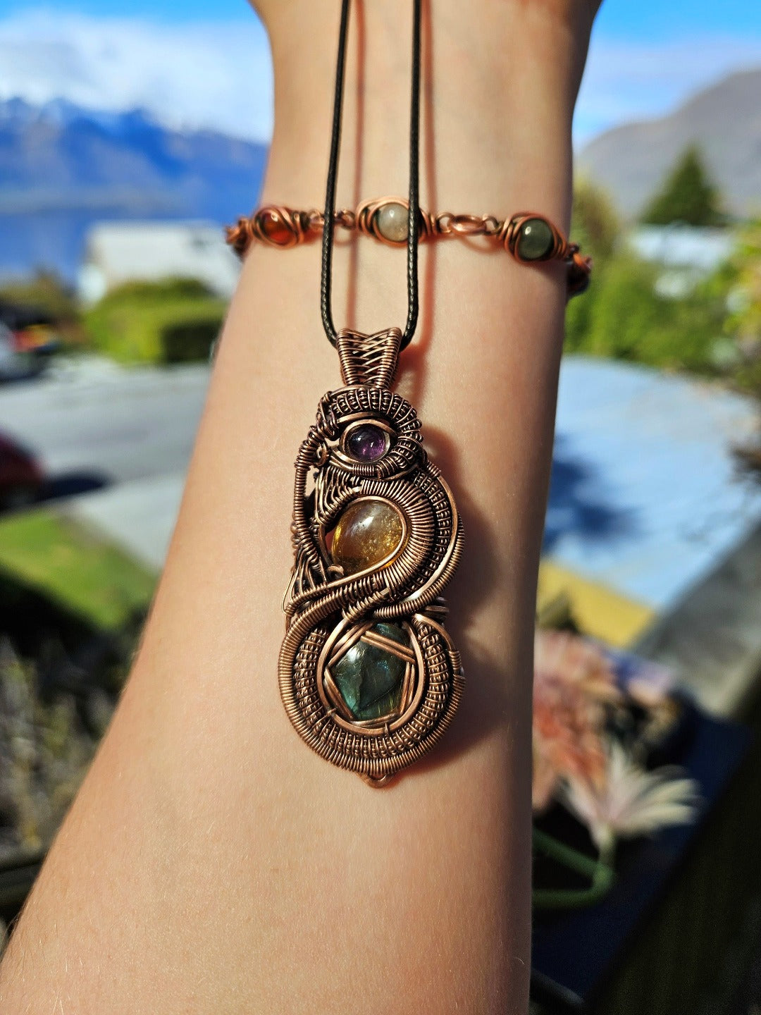 'Serpent' - Amethyst, Labradorite, Citrine & Copper Necklace