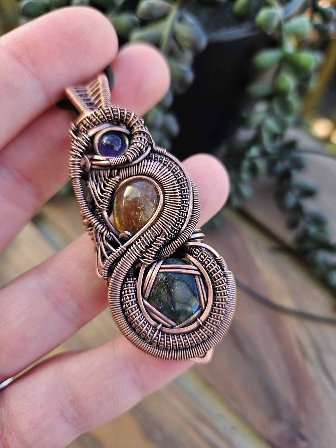 'Serpent' - Amethyst, Labradorite, Citrine & Copper Necklace