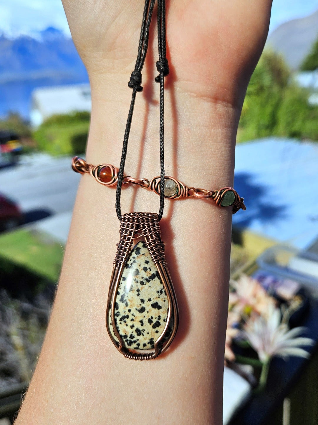 Dalmatian Jasper and Copper Necklace