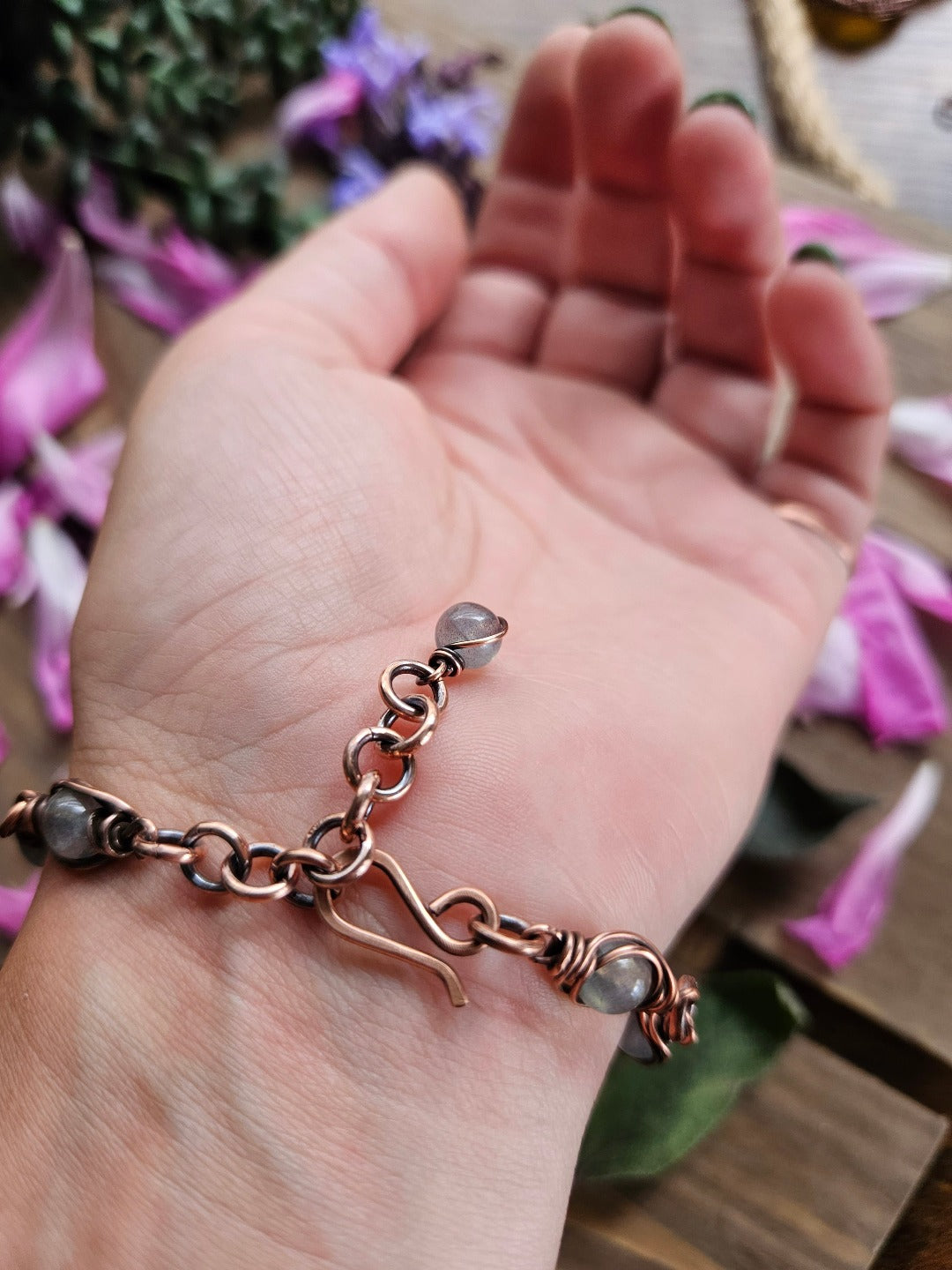 Labradorite and Copper Bracelet - 14-19.5cm Wrists