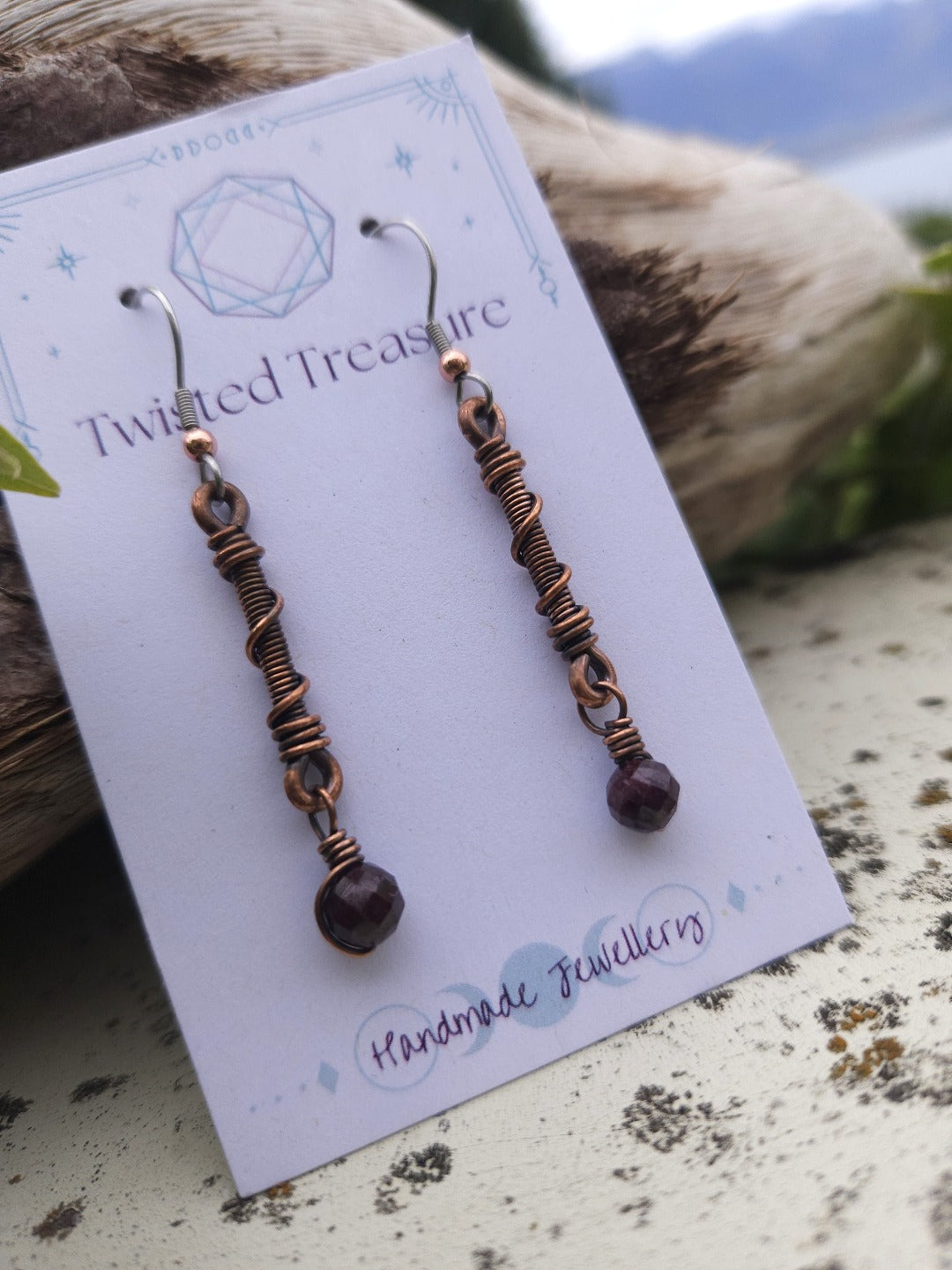 Garnet Spiral Earrings