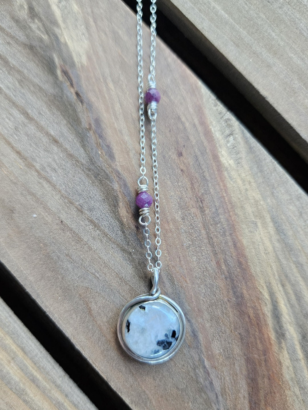 Moonstone and Silver Zodiac Necklace - Cancer