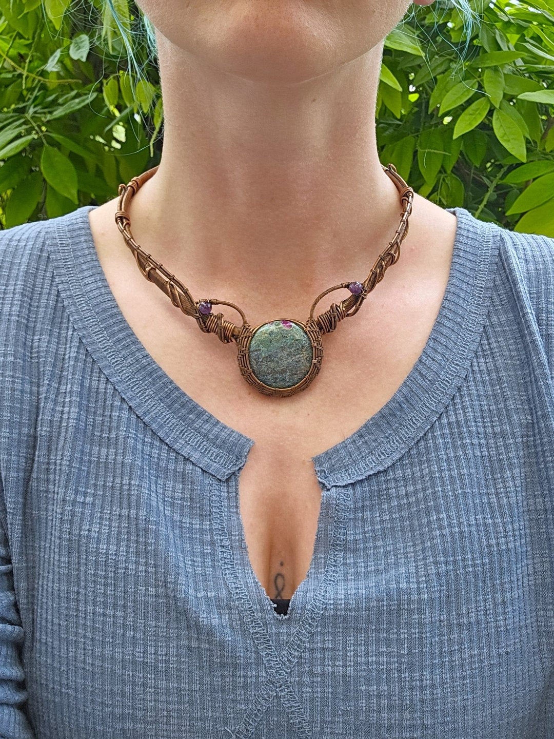 Ruby Fuchsite and Copper Collar