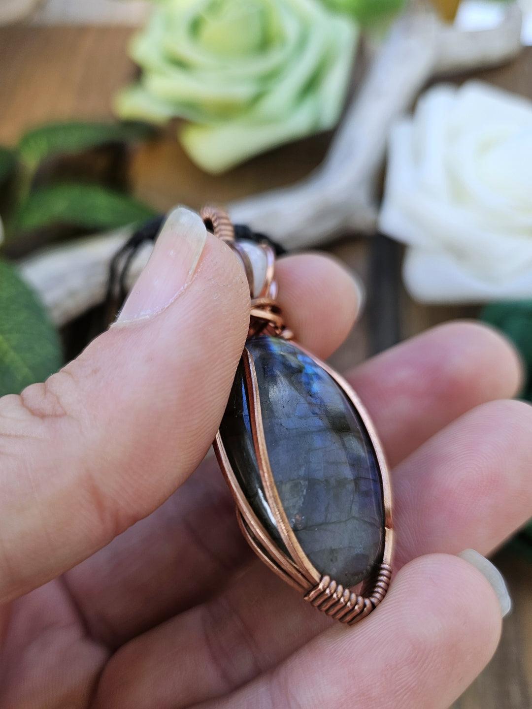 Labradorite, Moonstone and Copper Necklace