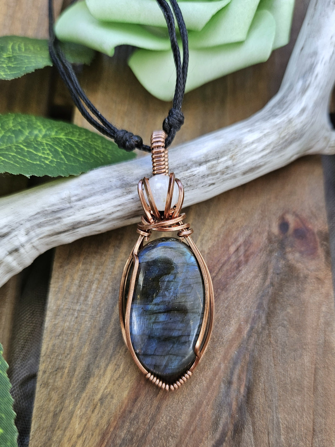 Labradorite, Moonstone and Copper Necklace