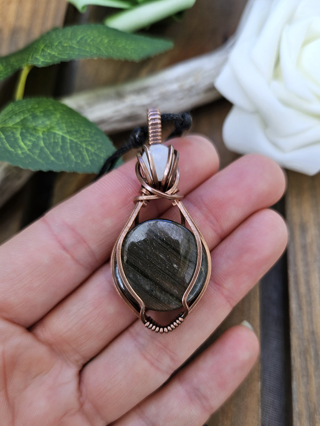 Labradorite, Moonstone and Copper Necklace