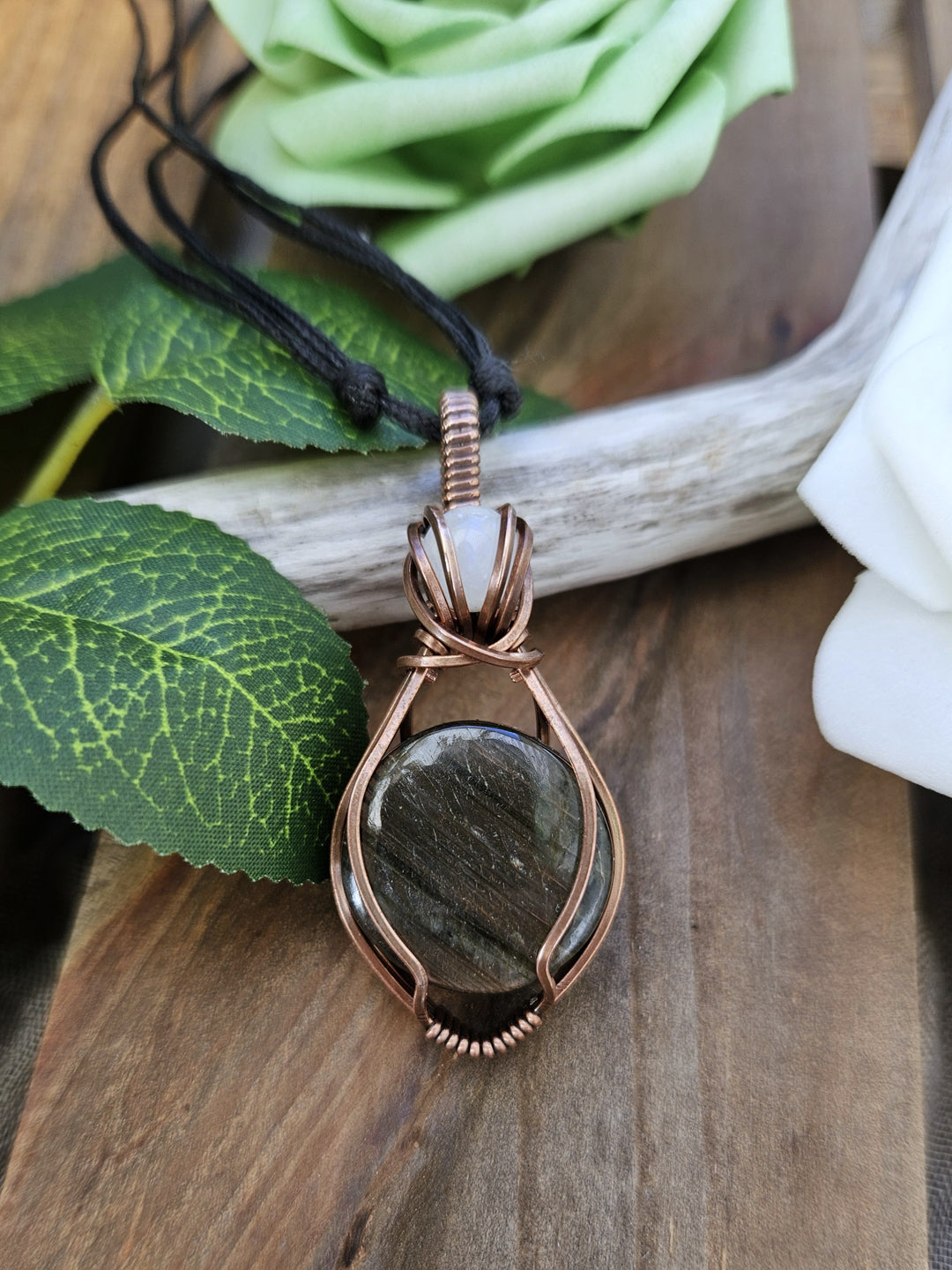 Labradorite, Moonstone and Copper Necklace