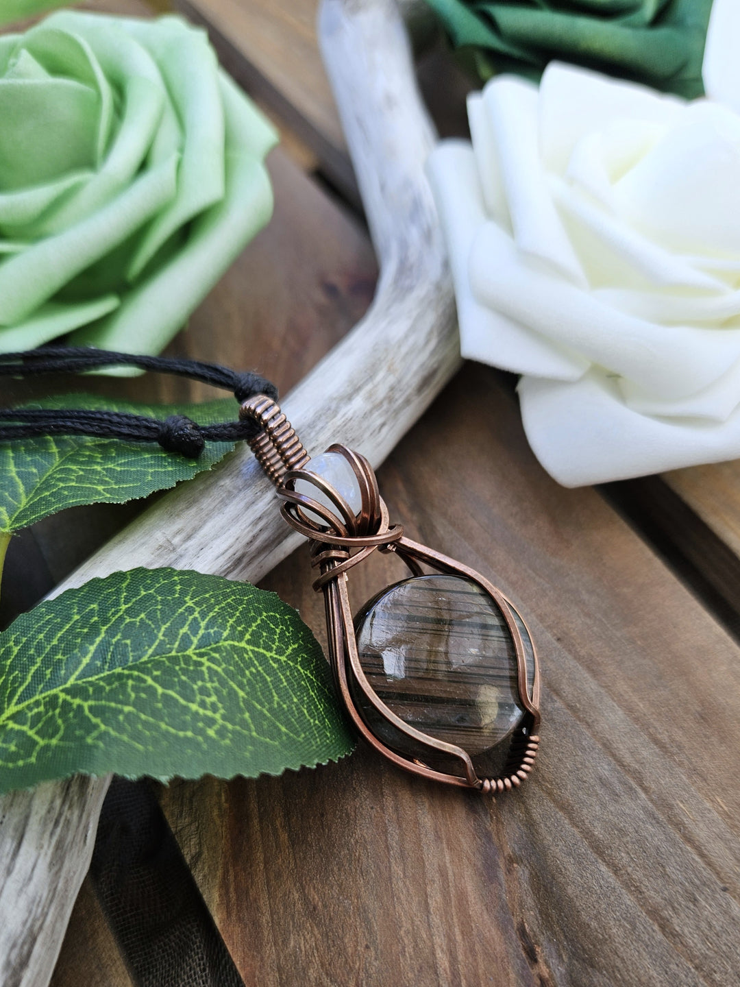 Labradorite, Moonstone and Copper Necklace
