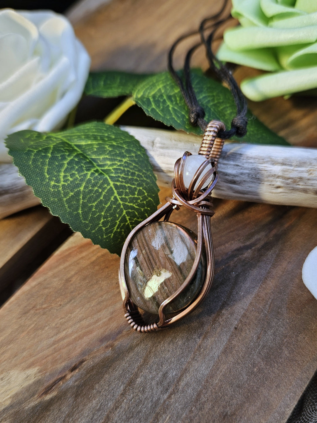 Labradorite, Moonstone and Copper Necklace