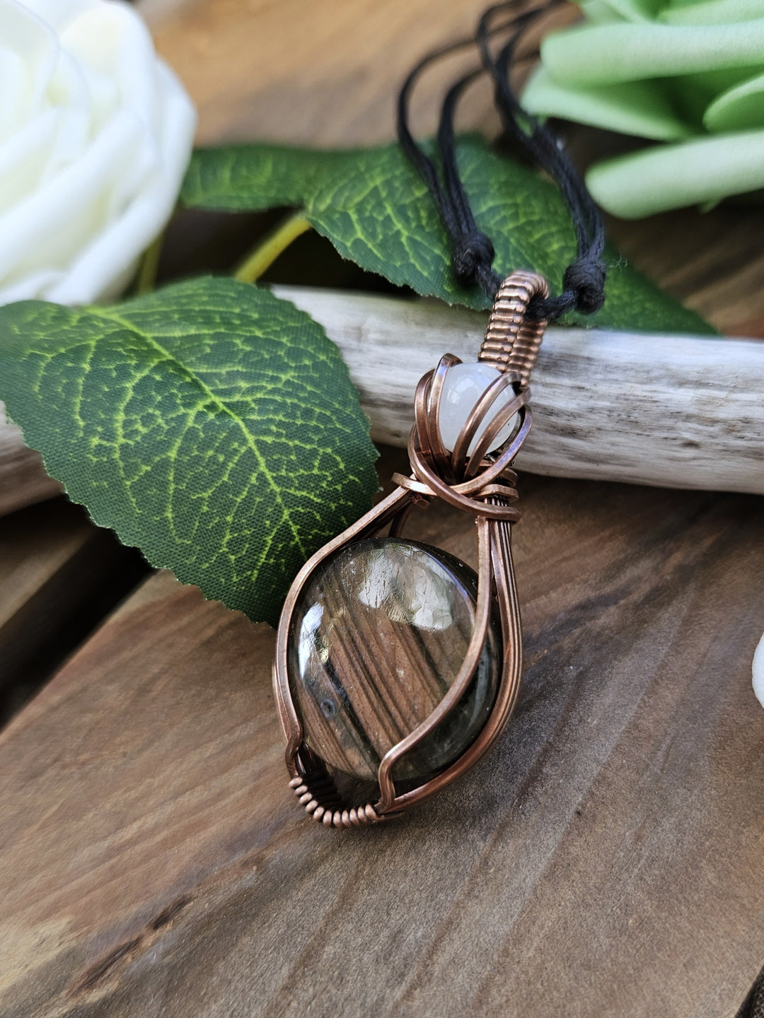 Labradorite, Moonstone and Copper Necklace