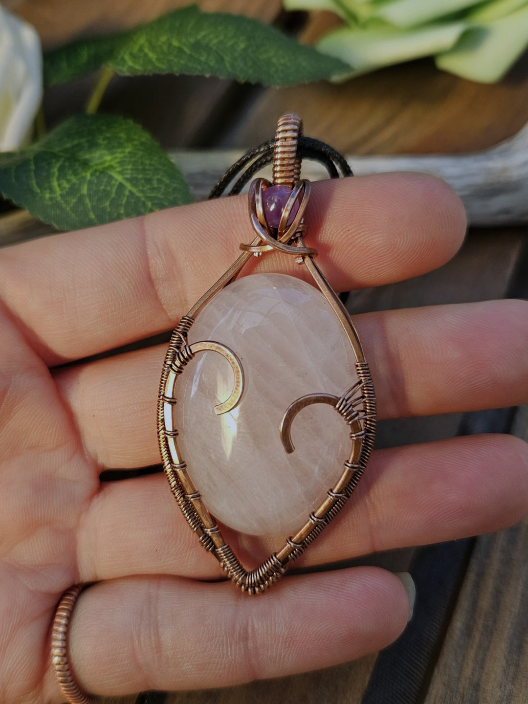 Rose Quartz, Amethyst and Copper Necklace