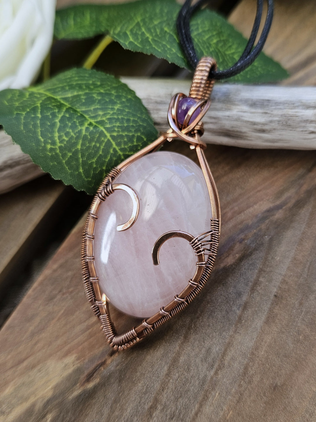 Rose Quartz, Amethyst and Copper Necklace