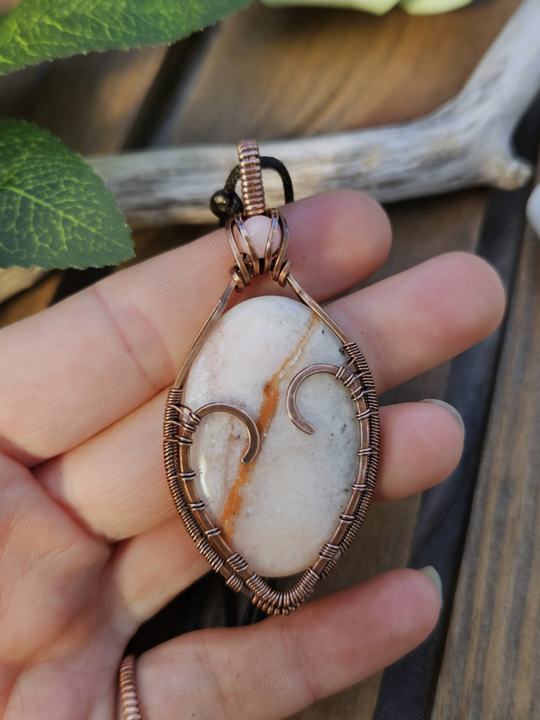 Morganite, Rose Quartz and Copper Heart Necklace