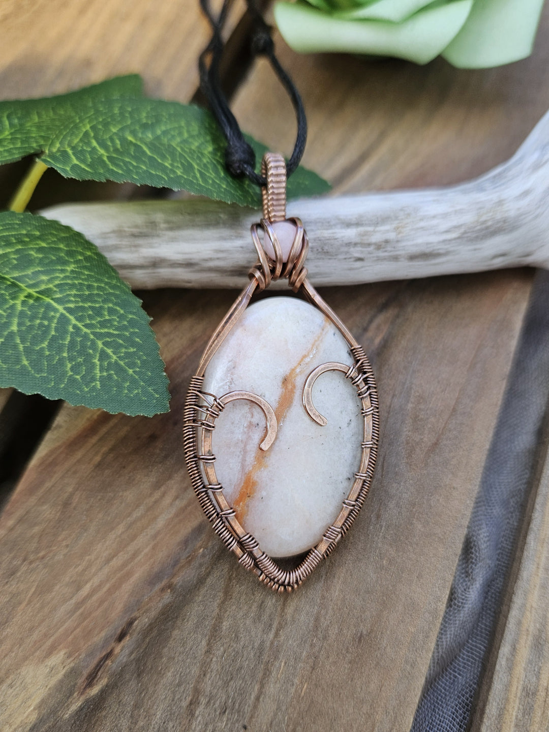 Morganite, Rose Quartz and Copper Heart Necklace