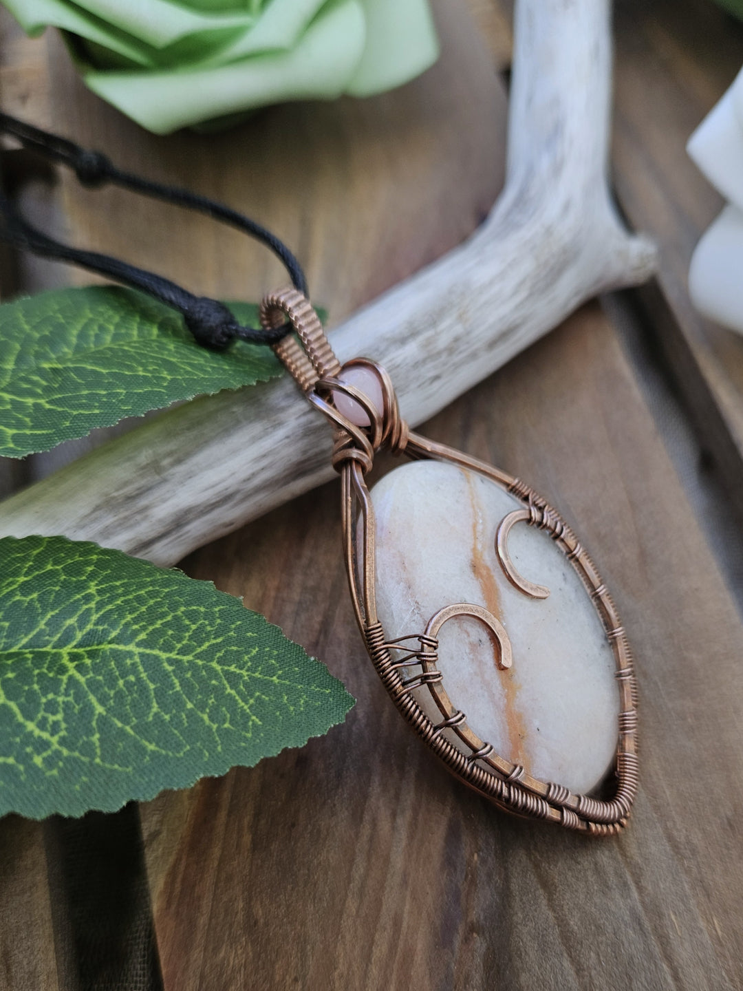 Morganite, Rose Quartz and Copper Heart Necklace