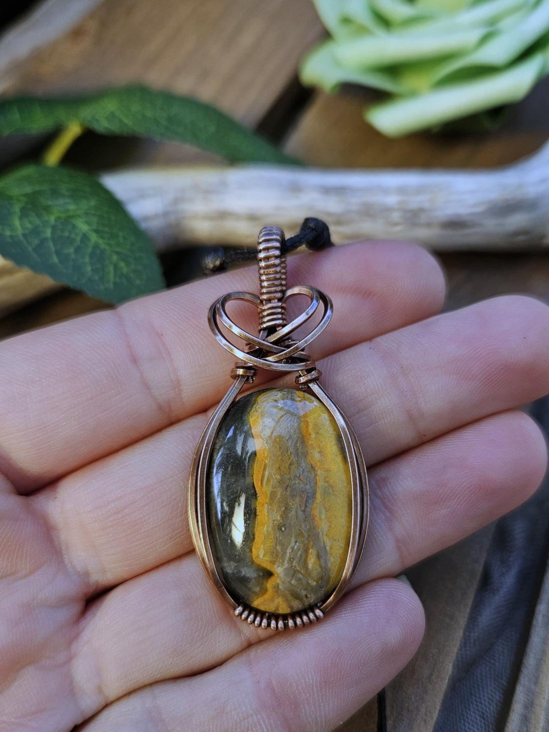 Bumblebee Jasper and Copper Necklace