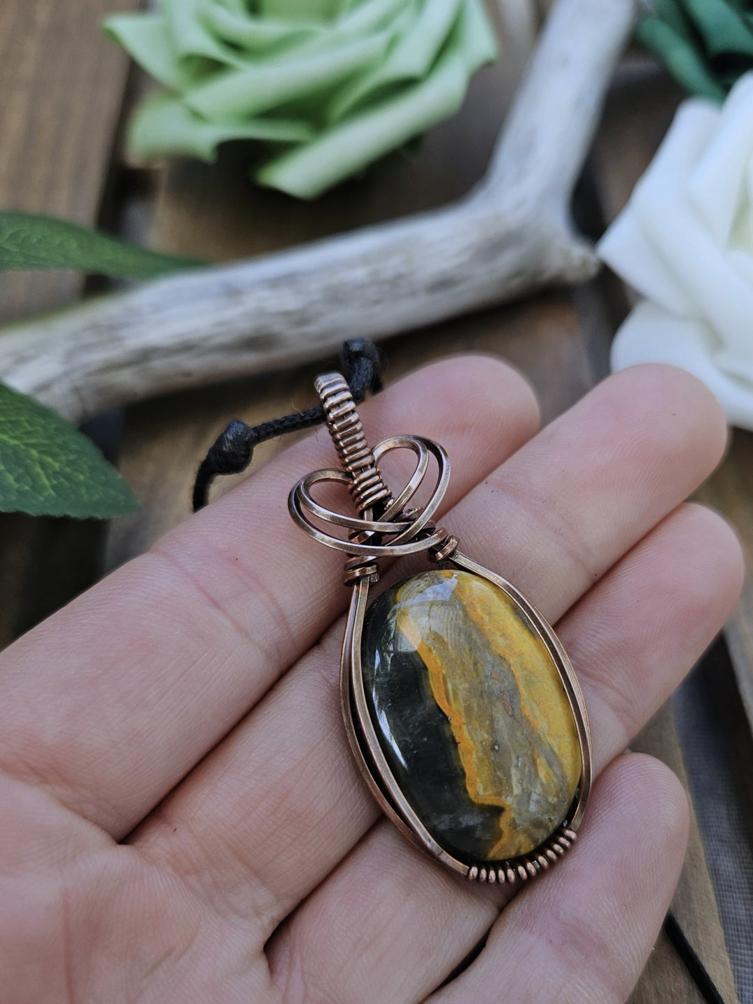 Bumblebee Jasper and Copper Necklace