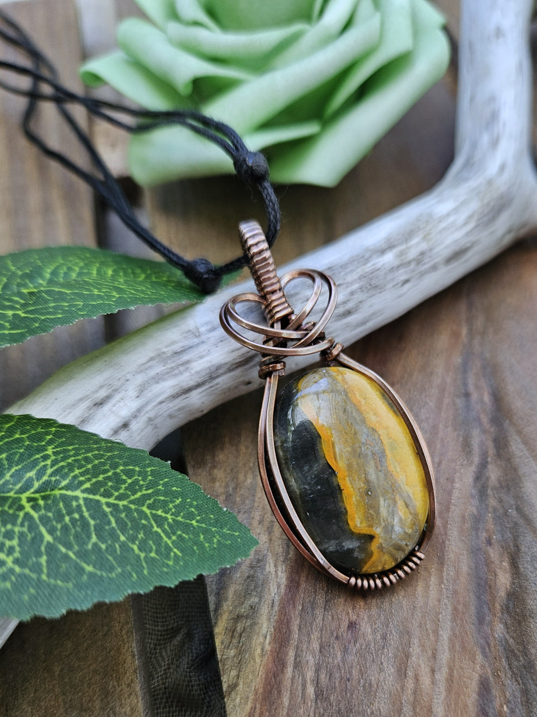 Bumblebee Jasper and Copper Necklace