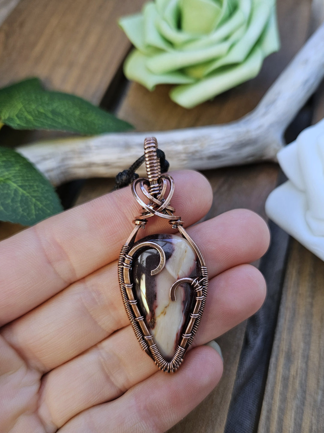 Mookaite and Copper Heart Necklace