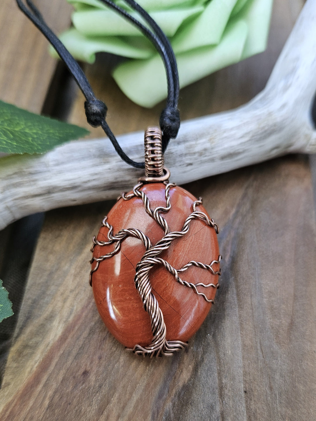 Red Jasper and Copper Tree of Life Necklace