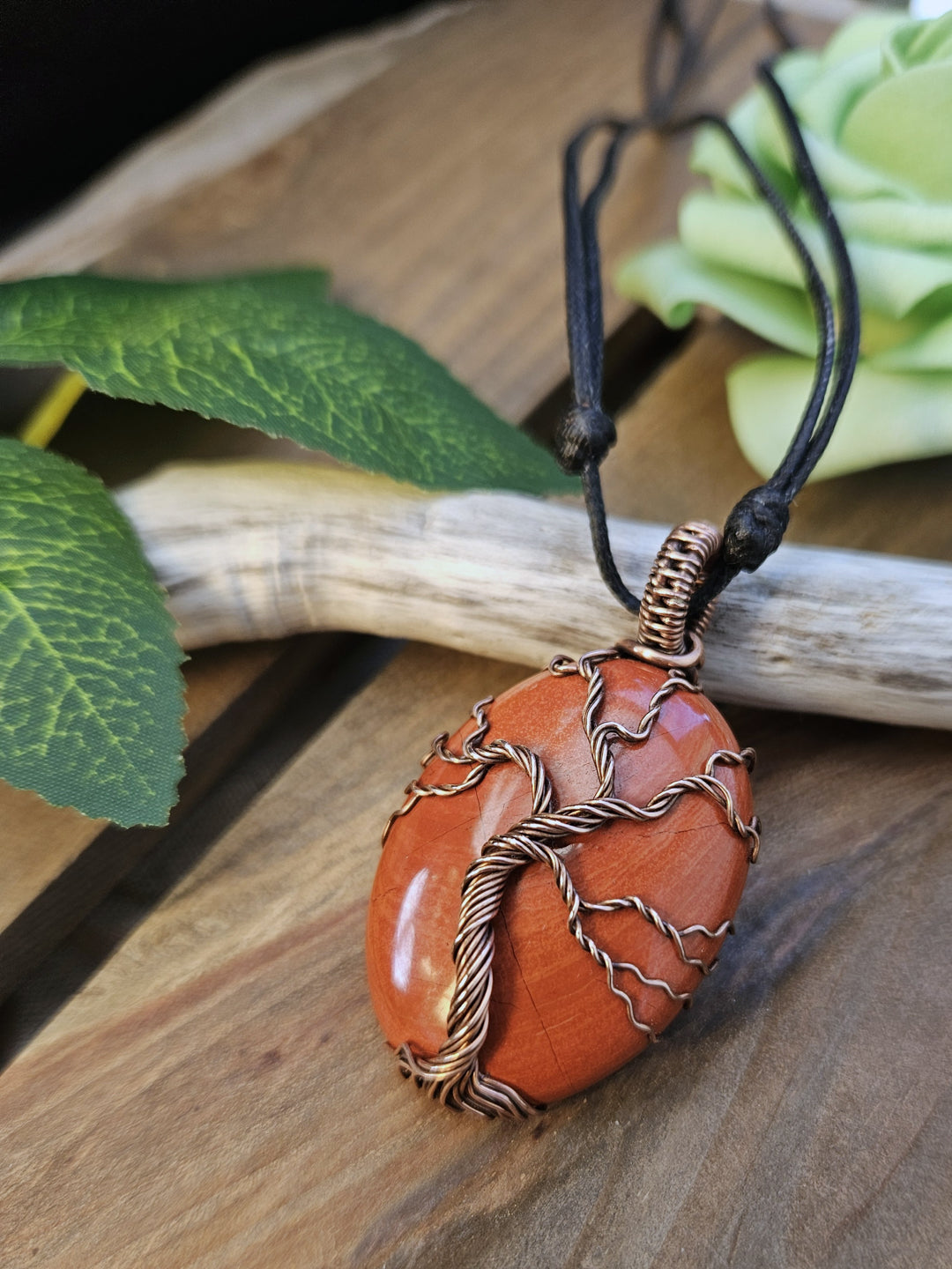 Red Jasper and Copper Tree of Life Necklace