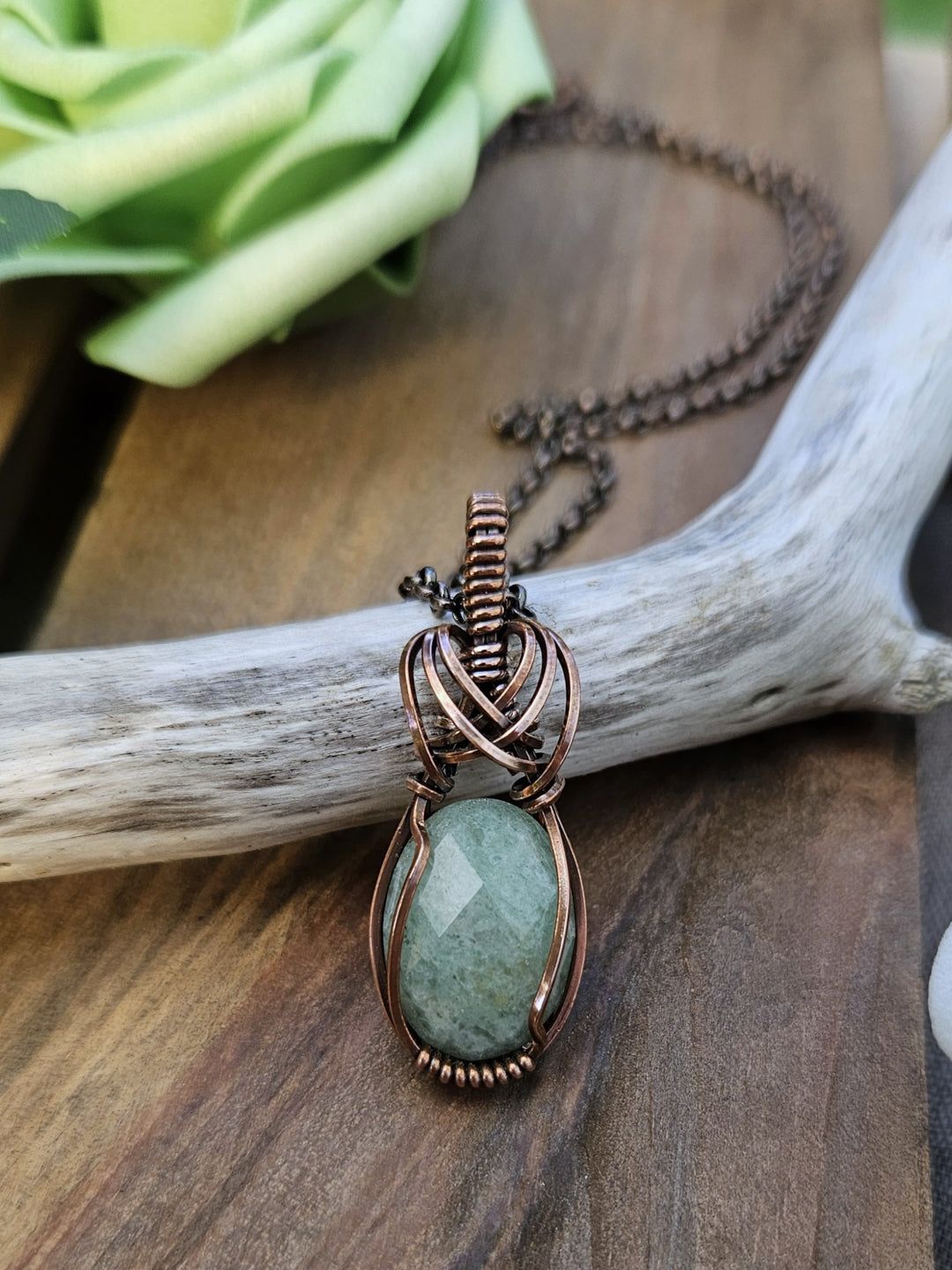 Green Aventurine and Copper Necklace