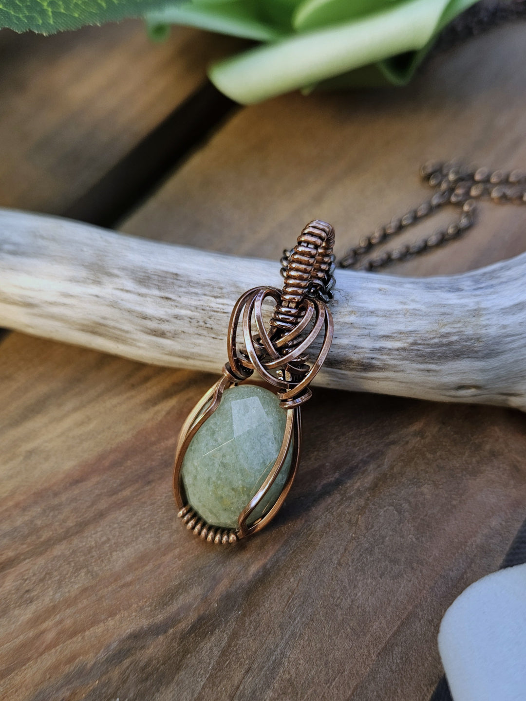 Green Aventurine and Copper Necklace
